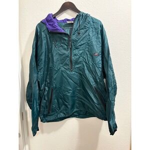 Vintage Helly Hansen Wind Rain Jacket Pull Over Size Large Green and Purple